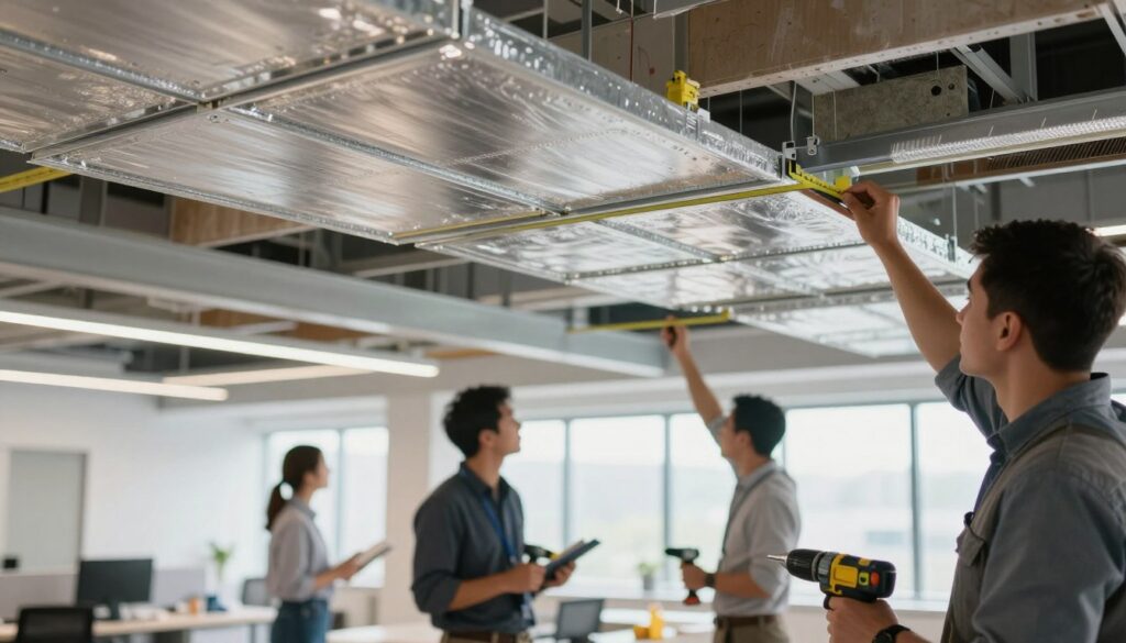 fire-rated ceiling systems installation in commercial building