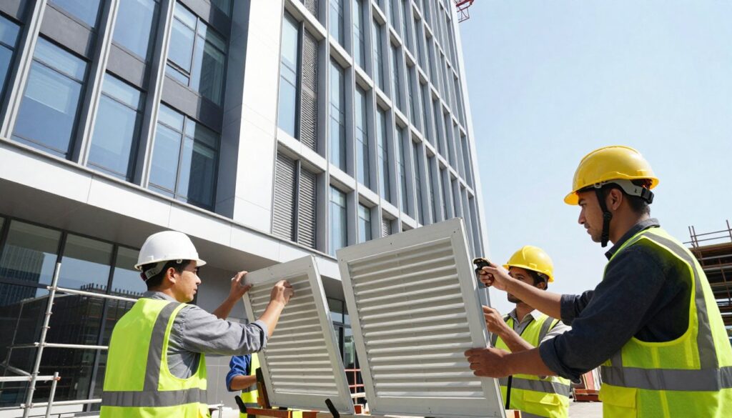 louver installation process in commercial building