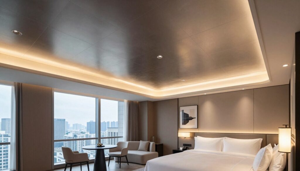 modern ceiling design for luxury hotel guest rooms